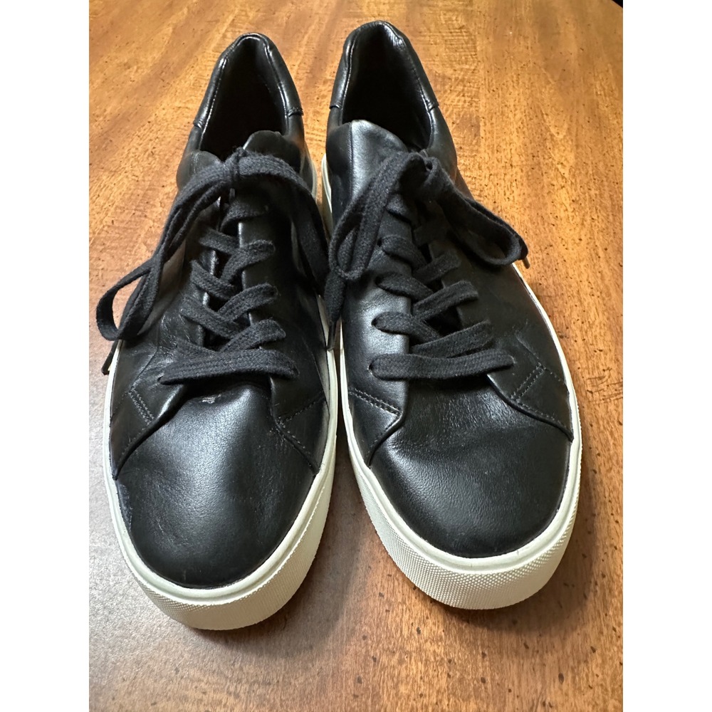 Vince‎ Black Leather Lace Up Low Top Sneakers Women's Size 7.5 - Picture 5 of 7